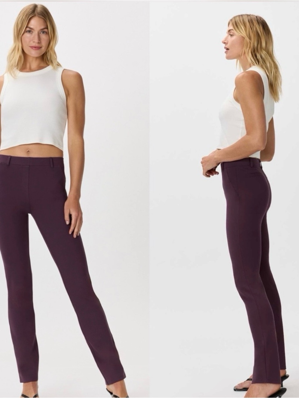 NWT Quince Ultra Stretch Ponte Straight Leg Pants Dark Orchid Purple Size Large